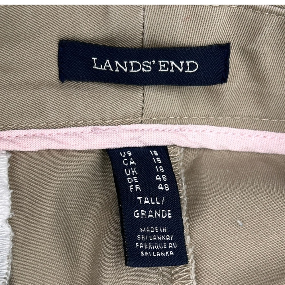 Lands' End Khaki Chino Shorts Womens 18 Tall Beige Casual Classic Fit Preppy - Picture 4 of 5